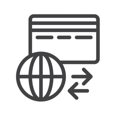 Kredi kartı satırı simgesi, Anahat vektör işareti üzerinde beyaz izole doğrusal stil piktogram. Sembol, logo illüstrasyon. Düzenlenebilir inme. Piksel mükemmel grafikler