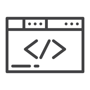 Tarayıcı satırı simgesi, Anahat vektör işareti üzerinde beyaz izole doğrusal stil piktogram. Sembol, logo illüstrasyon. Düzenlenebilir kontur.