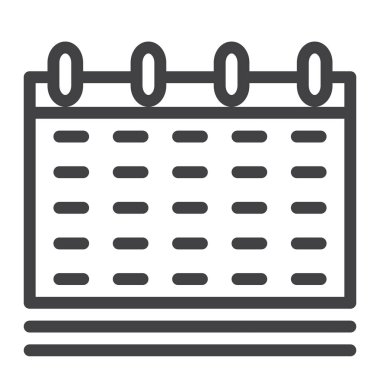 Takvim satırı simgesi, vektör işareti, anahat üzerinde beyaz izole doğrusal stil piktogram. Sembol, logo illüstrasyon. Düzenlenebilir inme. Piksel mükemmel grafikler