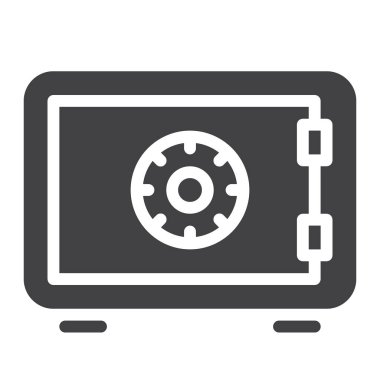 Banka güvenli simge vektör, dolu düz işareti, üzerinde beyaz izole katı piktogram. Sembol, logo illüstrasyon. Piksel mükemmel vektör grafikleri