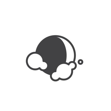 Ay simge vektör, dolu düz işareti, üzerinde beyaz izole katı piktogram. Cadılar Bayramı tatil sembolü, logo illüstrasyon.