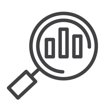 Analytics satır simgesi, Anahat vektör işareti, üzerinde beyaz izole doğrusal stil piktogram. Sembol, logo illüstrasyon. Düzenlenebilir kontur