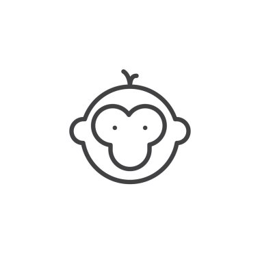 Yıl maymun çizgi simgesinin Anahat vektör işareti, üzerinde beyaz izole doğrusal stil piktogram. Astroloji sembolü, logo illüstrasyon. Düzenlenebilir kontur.