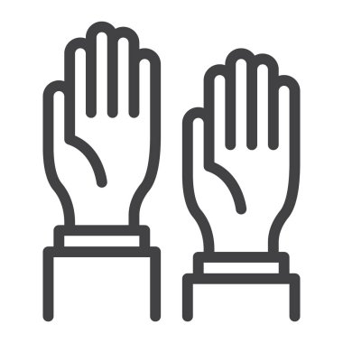 Eller simgesini, satır Anahat vektör işareti, üzerinde beyaz izole doğrusal stil piktogram. Sembol, logo illüstrasyon. Düzenlenebilir inme. Piksel mükemmel grafikler