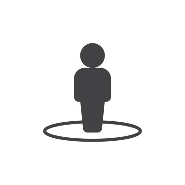 Daire simge vektör, bizzat düz işareti, üzerinde beyaz izole katı piktogram dolu. Cadde görünümü simgesi, logo illüstrasyon. Piksel mükemmel vektör grafikleri