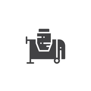 Beton Mikser simge vektör, düz işareti, üzerinde beyaz izole katı piktogram dolu. Sembol, logo illüstrasyon.