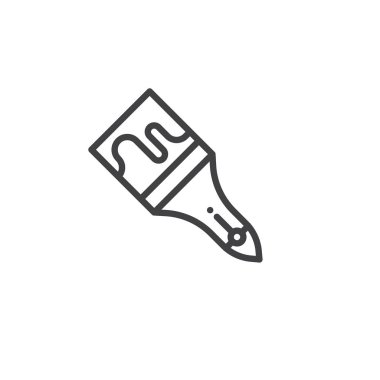 Boya fırça satırı simgesi, vektör işareti, anahat üzerinde beyaz izole doğrusal stil piktogram. Sembol, logo illüstrasyon. Düzenlenebilir kontur