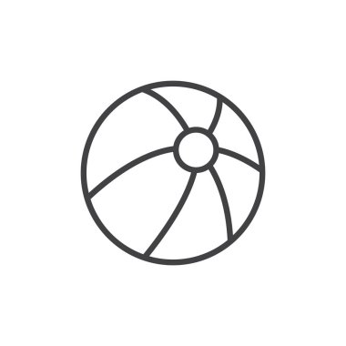 Plaj topu satırı simgesi, Anahat vektör işareti üzerinde beyaz izole doğrusal stil piktogram. Sembol, logo illüstrasyon. Düzenlenebilir inme. Piksel mükemmel vektör grafikleri