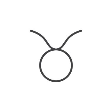 Toros burç satır simgesi, Anahat vektör işareti, üzerinde beyaz izole doğrusal stil piktogram. Astroloji sembolü, logo illüstrasyon. Düzenlenebilir kontur.