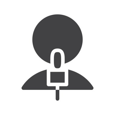 Gazeteci simge vektör, düz işareti, üzerinde beyaz izole katı piktogram dolu. Sembol, logo illüstrasyon.