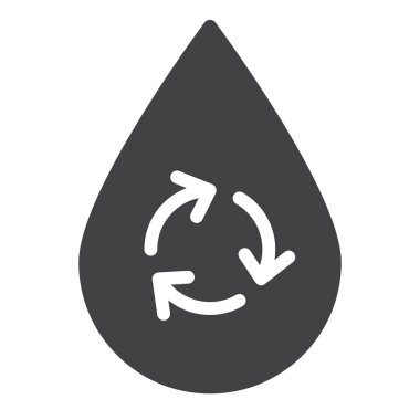 Su simge vektör, dolu düz işareti, üzerinde beyaz izole katı piktogram geri dönüşüm. Sembol, logo illüstrasyon. Piksel mükemmel grafikler