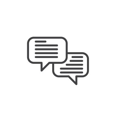 Konuşma balonları hattı simgesi, Anahat vektör işareti, üzerinde beyaz izole doğrusal stil piktogram. Yorum sembolü, logo illüstrasyon. Düzenlenebilir inme. Piksel mükemmel vektör grafikleri