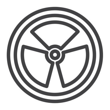 Nükleer enerji satırı simgesi, Anahat vektör işareti üzerinde beyaz izole doğrusal stil piktogram. Sembol, logo illüstrasyon. Düzenlenebilir inme. Piksel mükemmel grafikler