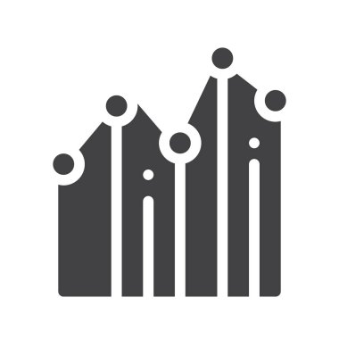 Analytics simge vektör, düz işareti, üzerinde beyaz izole katı piktogram dolu. Sembol, logo illüstrasyon