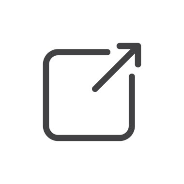 Paylaşmak satırı basit simgesi, vektör işareti, anahat üzerinde beyaz izole doğrusal stil piktogram. ' Nı genişletin, sembol, logo şekil verme. Düzenlenebilir inme. Piksel mükemmel vektör grafikleri