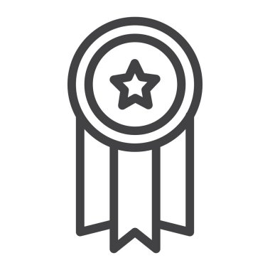 Madalya satırı simgesi, vektör işareti, anahat üzerinde beyaz izole doğrusal stil piktogram. Sembol, logo illüstrasyon. Düzenlenebilir kontur.