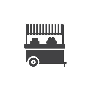 Gıda stand simge vektör, düz işareti, üzerinde beyaz izole katı piktogram dolu. Sembol, logo illüstrasyon