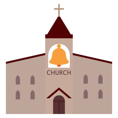 Hıristiyan kilise binası simge, vektör çizim düz stil tasarım üzerinde beyaz izole. Renkli grafik