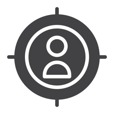 Amaç simge vektör, dolu düz işareti, üzerinde beyaz izole katı piktogram. Sembol, logo illüstrasyon