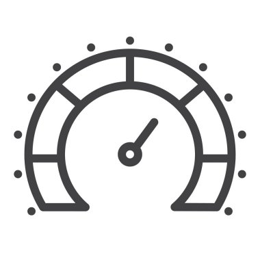 Hız göstergesi satırı simgesi, Anahat vektör işareti üzerinde beyaz izole doğrusal stil piktogram. Sembol, logo illüstrasyon. Düzenlenebilir kontur.