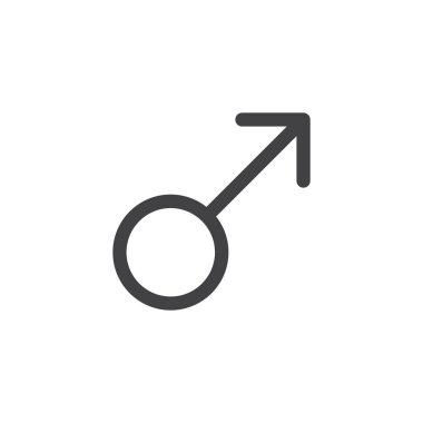 Erkeksi sembol simge vektör, düz işareti, üzerinde beyaz izole katı piktogram dolu. Astroloji sembolü, logo illüstrasyon