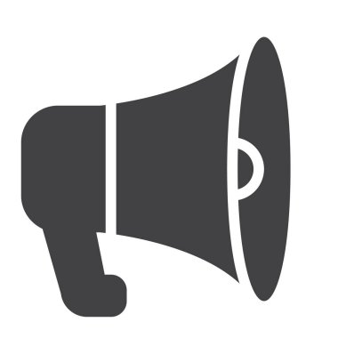 Megafon simge vektör, dolu düz işareti, üzerinde beyaz izole katı piktogram. Sembol, logo illüstrasyon. Piksel mükemmel grafikler