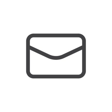 Posta satırı basit simgesi, vektör işareti, anahat üzerinde beyaz izole doğrusal stil piktogram. Mektup zarf simgesi, logo illüstrasyon. Düzenlenebilir inme. Piksel mükemmel vektör grafikleri