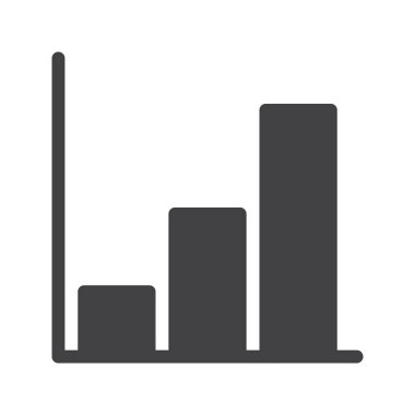 Çubuk grafik simge vektör, düz işareti, üzerinde beyaz izole katı piktogram dolu. Sembol, logo illüstrasyon. Piksel mükemmel grafikler