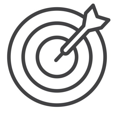 Hedef satırı simgesi, vektör işareti, anahat üzerinde beyaz izole doğrusal stil piktogram. Sembol, logo illüstrasyon. Düzenlenebilir inme. Piksel mükemmel grafikler