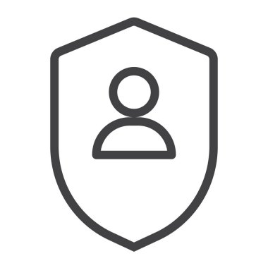 Kalkan satırı simgesi, vektör işareti, anahat üzerinde beyaz izole doğrusal stil piktogram. Sembol, logo illüstrasyon. Düzenlenebilir inme. Piksel mükemmel grafikler