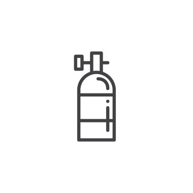 Oksijen tankı satırı simgesi, Anahat vektör işareti üzerinde beyaz izole doğrusal stil piktogram. Sembol, logo illüstrasyon. Düzenlenebilir kontur