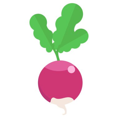 Taze turp sebze simge, vektör çizim düz stil tasarım üzerinde beyaz izole. Renkli grafik