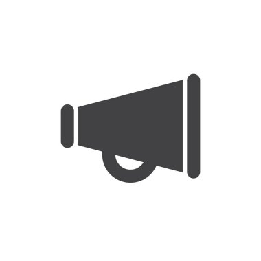 Megafon simge vektör, düz işareti, üzerinde beyaz izole katı piktogram dolu. Hoparlör simgesi, logo illüstrasyon. Piksel mükemmel vektör grafikleri