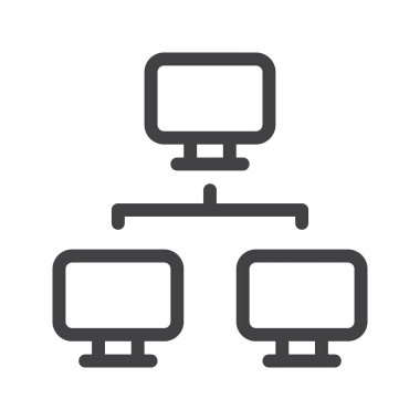 Ağ satırı simgesi, vektör işareti, anahat üzerinde beyaz izole doğrusal stil piktogram. Sembol, logo illüstrasyon. Düzenlenebilir inme. Piksel mükemmel grafikler