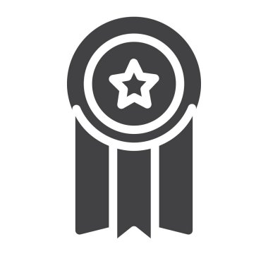 Madalya simge vektör, dolu düz işareti, üzerinde beyaz izole katı piktogram. Sembol, logo illüstrasyon