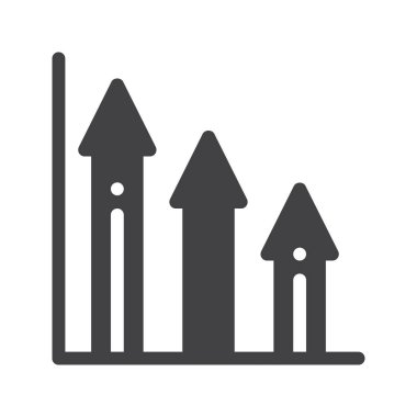 Büyüyen grafik simge vektör, düz işareti, üzerinde beyaz izole katı piktogram dolu. Sembol, logo illüstrasyon