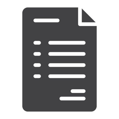 Belge satınalma siparişi simge vektör, dolu düz işareti, üzerinde beyaz izole katı piktogram. Sembol, logo illüstrasyon. Piksel mükemmel vektör grafikleri