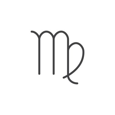 Başak Burç satır simgesi, Anahat vektör işareti, üzerinde beyaz izole doğrusal stil piktogram. Astroloji sembolü, logo illüstrasyon. Düzenlenebilir kontur.