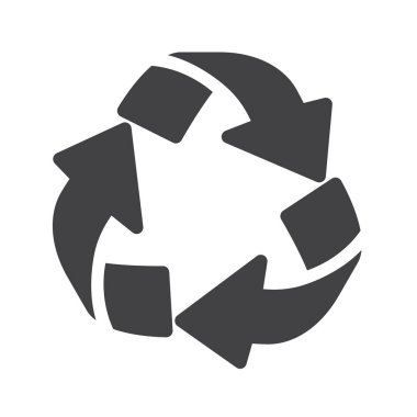 Simge vektör geri dönüşüm, düz işareti, üzerinde beyaz izole katı piktogram dolu. Sembol, logo illüstrasyon. Piksel mükemmel grafikler