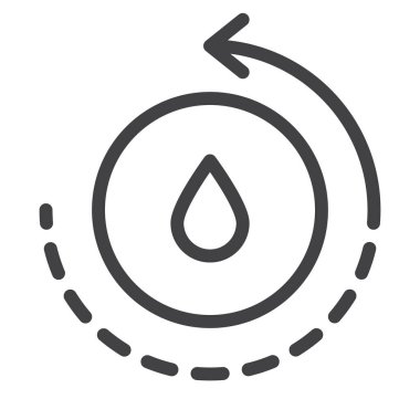 Geri dönüşüm su hattı simgesi, vektör işareti, anahat üzerinde beyaz izole doğrusal stil piktogram. Sembol, logo illüstrasyon. Düzenlenebilir inme. Piksel mükemmel grafikler