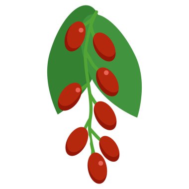 Kızılcık taze berry simge, vektör çizim düz stil tasarım üzerinde beyaz izole. Renkli grafik
