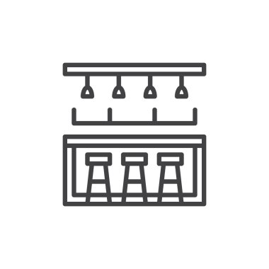 Sayaç satırı simgesi Anahat vektör işareti, üzerinde beyaz izole doğrusal stil piktogram. Sembol, logo illüstrasyon. Düzenlenebilir inme. Piksel mükemmel vektör grafikleri