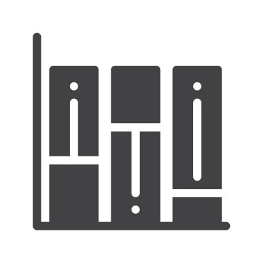 Analytics simge vektör, düz işareti, üzerinde beyaz izole katı piktogram dolu. Sembol, logo illüstrasyon