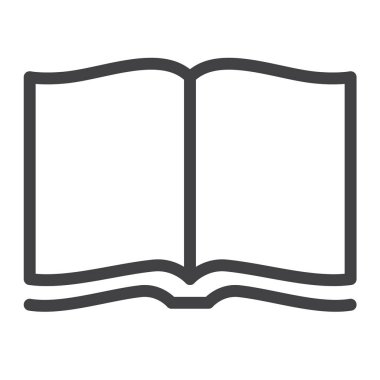 Açık dergi satırı simgesi, vektör işareti, anahat üzerinde beyaz izole doğrusal stil piktogram. Sembol, logo illüstrasyon. Düzenlenebilir inme. Piksel mükemmel grafikler