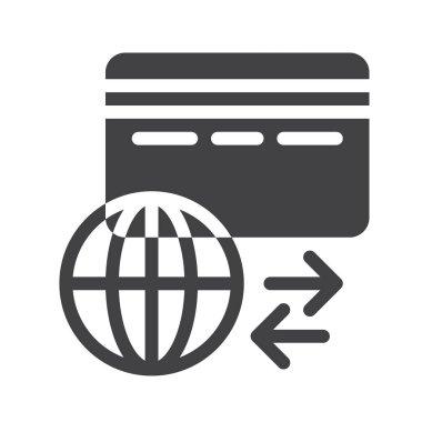 Kredi kartı simge vektör, düz işareti, üzerinde beyaz izole katı piktogram dolu. Sembol, logo illüstrasyon. Piksel mükemmel grafikler