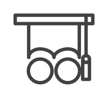 Kolej satırı simgesi, Anahat vektör işareti üzerinde beyaz izole doğrusal stil piktogram. Sembol, logo illüstrasyon. Düzenlenebilir inme. Piksel mükemmel grafikler