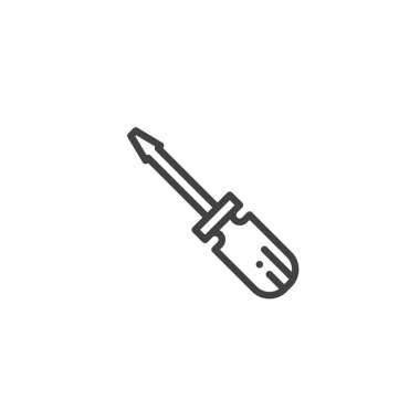 Tornavida iş aracı satırı simgesi, Anahat vektör işareti üzerinde beyaz izole doğrusal stil piktogram. Sembol, logo illüstrasyon. Düzenlenebilir kontur