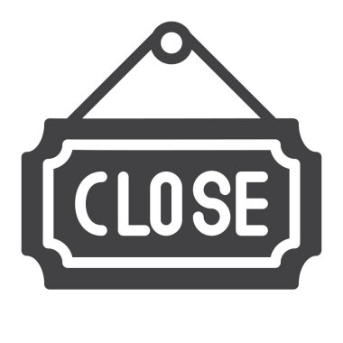 Kapatma etiketi simge vektör, dolu düz işareti, üzerinde beyaz izole katı piktogram. Sembol, logo illüstrasyon. Piksel mükemmel grafikler