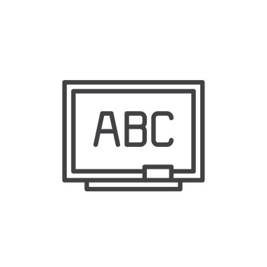Blackboard satırı simgesi, Anahat vektör işareti üzerinde beyaz izole doğrusal stil piktogram. Kara tahta sembolü, logo illüstrasyon. Düzenlenebilir inme. Piksel mükemmel vektör grafikleri