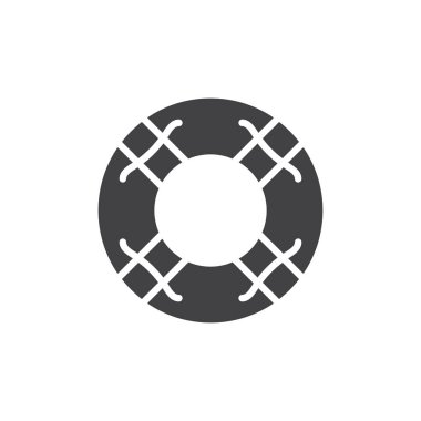 Su lifebuoy simge vektör, dolu düz işareti, üzerinde beyaz izole katı piktogram. Sembol, logo şekil yardım. Piksel mükemmel vektör grafikleri